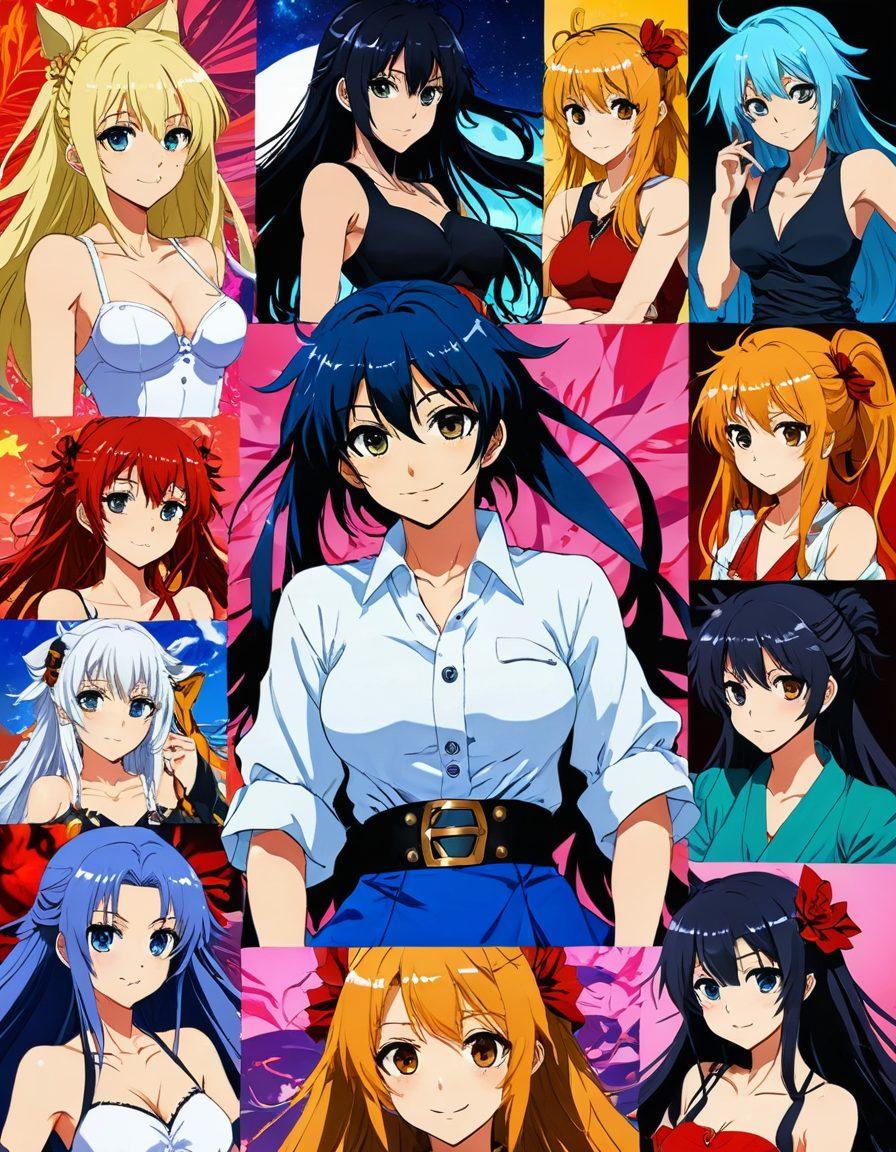 A vibrant and artistic collage showcasing various styles of adult anime art, including expressive characters and vivid backgrounds. Include elements such as dramatic light effects, sensual poses, and intricate details to capture the essence of hentai. Incorporate a dynamic layout that highlights diverse themes like fantasy, romance, and playful humor. Use bold colors and a slight surreal touch to enhance visual appeal. 3D. vibrant colors. dynamic composition.